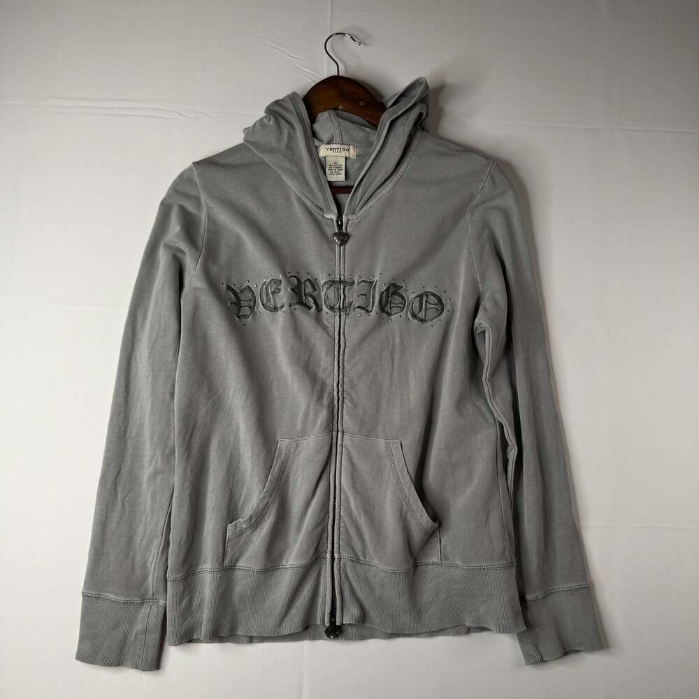 Vertigo Paris Rhinestone Logo Full Zip Hoodie Grey XL
